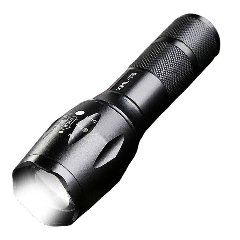 Topcom Aluminum Alloy Flashlight Zoom Tactical LED Flash Light Torch 5-Mode Lamp for Camping