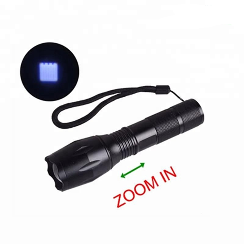 365nm 395nm High Power UV Led Flashlight Zoom Fluorescent Blacklight Ultraviolet 18650 Flash Light Torch for Detection