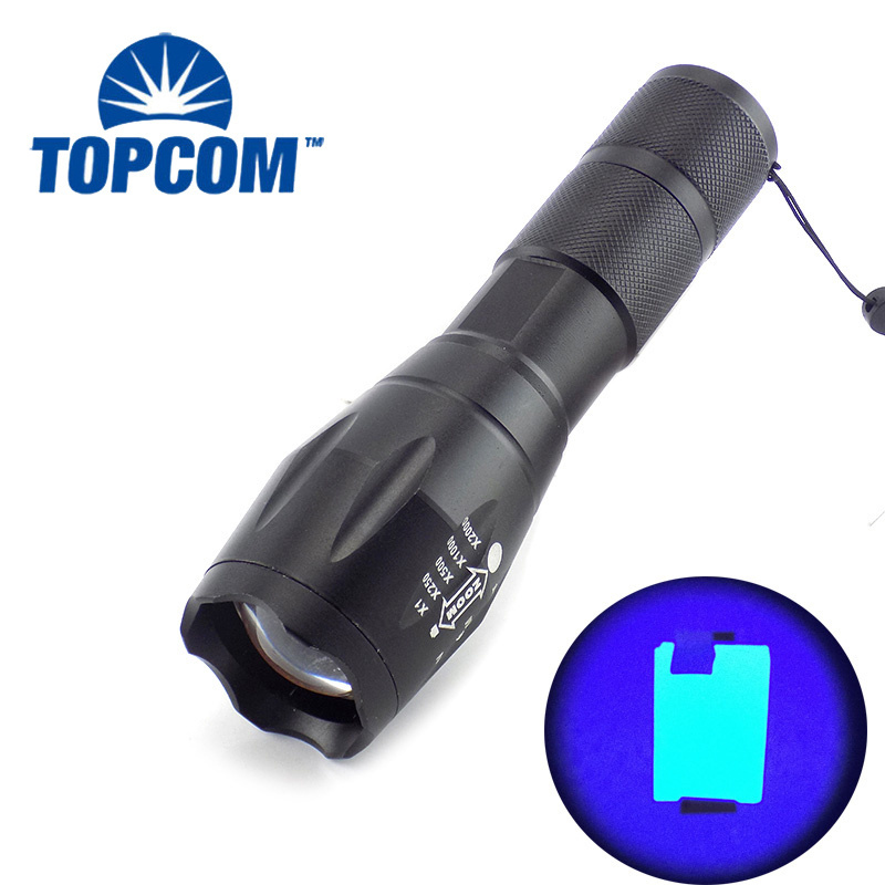 365nm 395nm High Power UV Led Flashlight Zoom Fluorescent Blacklight Ultraviolet 18650 Flash Light Torch for Detection