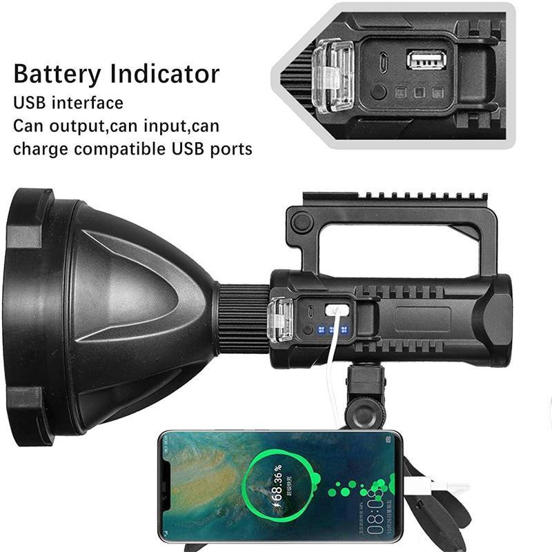 Functional LED Flashlight with Tripod Rotate 360 Degrees Search Light for Outdoor Fishing Camping