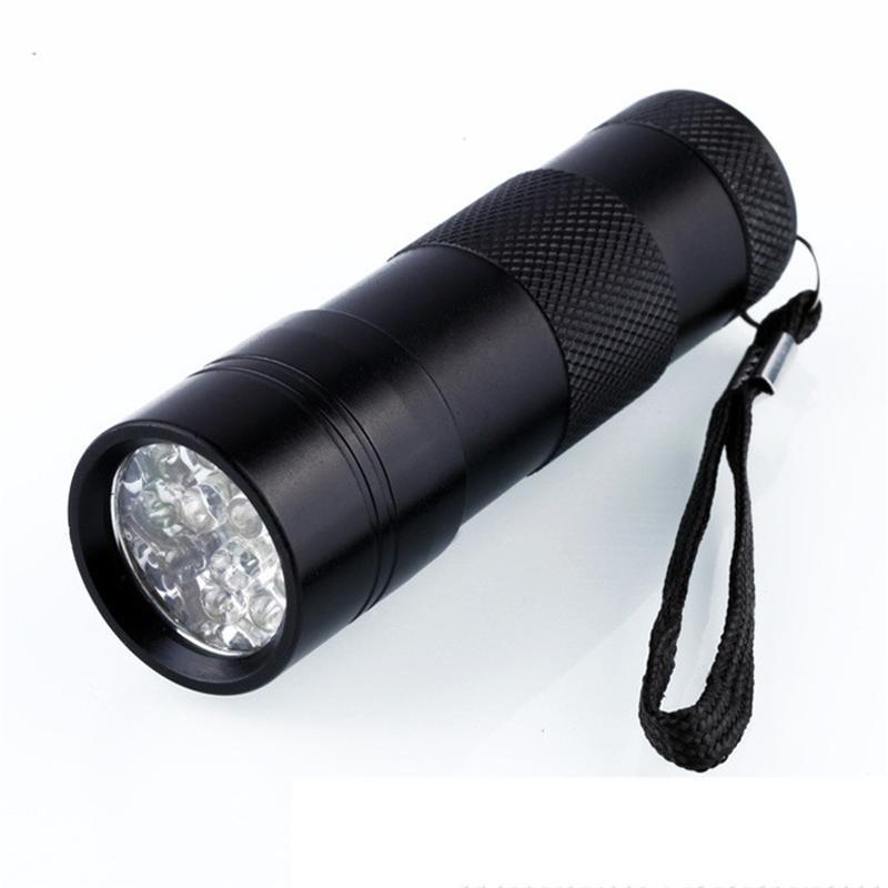 Aluminum Water Resistant 9 LED mini Flashlight High Quality UV UltraViolet Black Light Small Handheld Flash Light