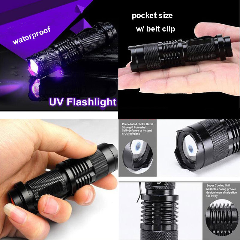 Topcom 3W UV LED Flashlight Power UV Pen Flashlight Aluminum Alloy Flashlight 395nm or 365nm for Money Detect