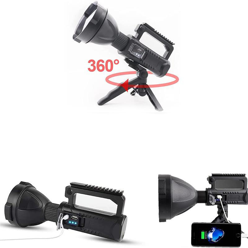 Functional LED Flashlight with Tripod Rotate 360 Degrees Search Light for Outdoor Fishing Camping