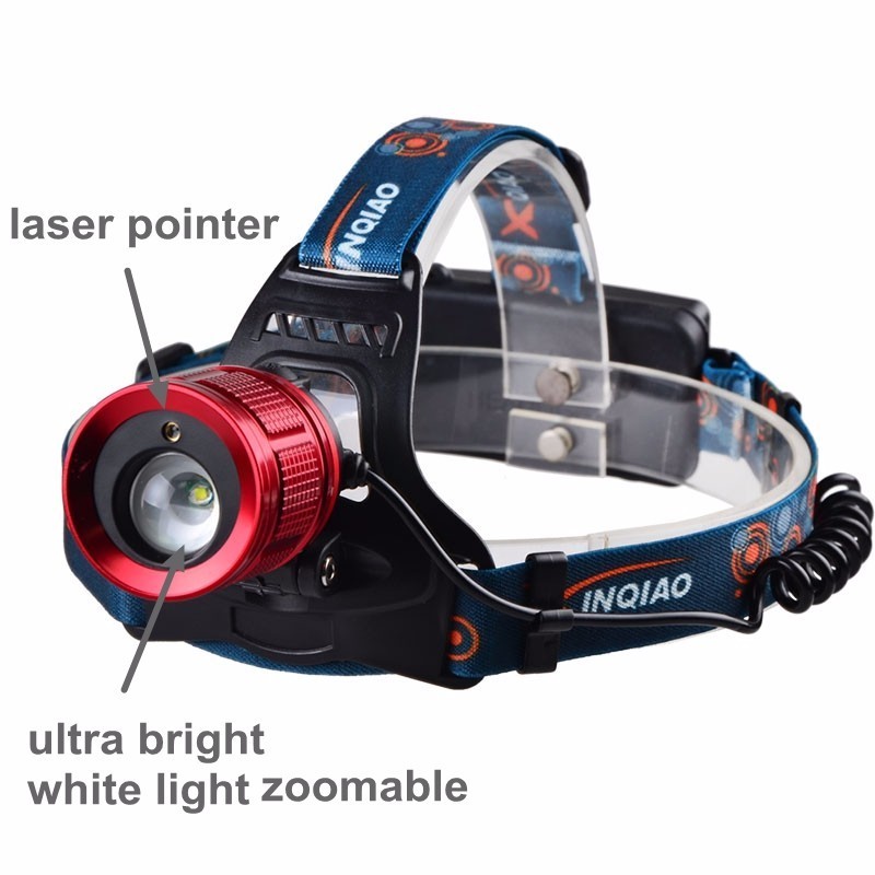 most powerful super bright zoom rechargeable led headlight band charging cor headlamp with laser pointer