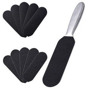 Professional Dead Skin Remover Stainless Steel Pedicure Foot File Scrubber with Replacement Pads