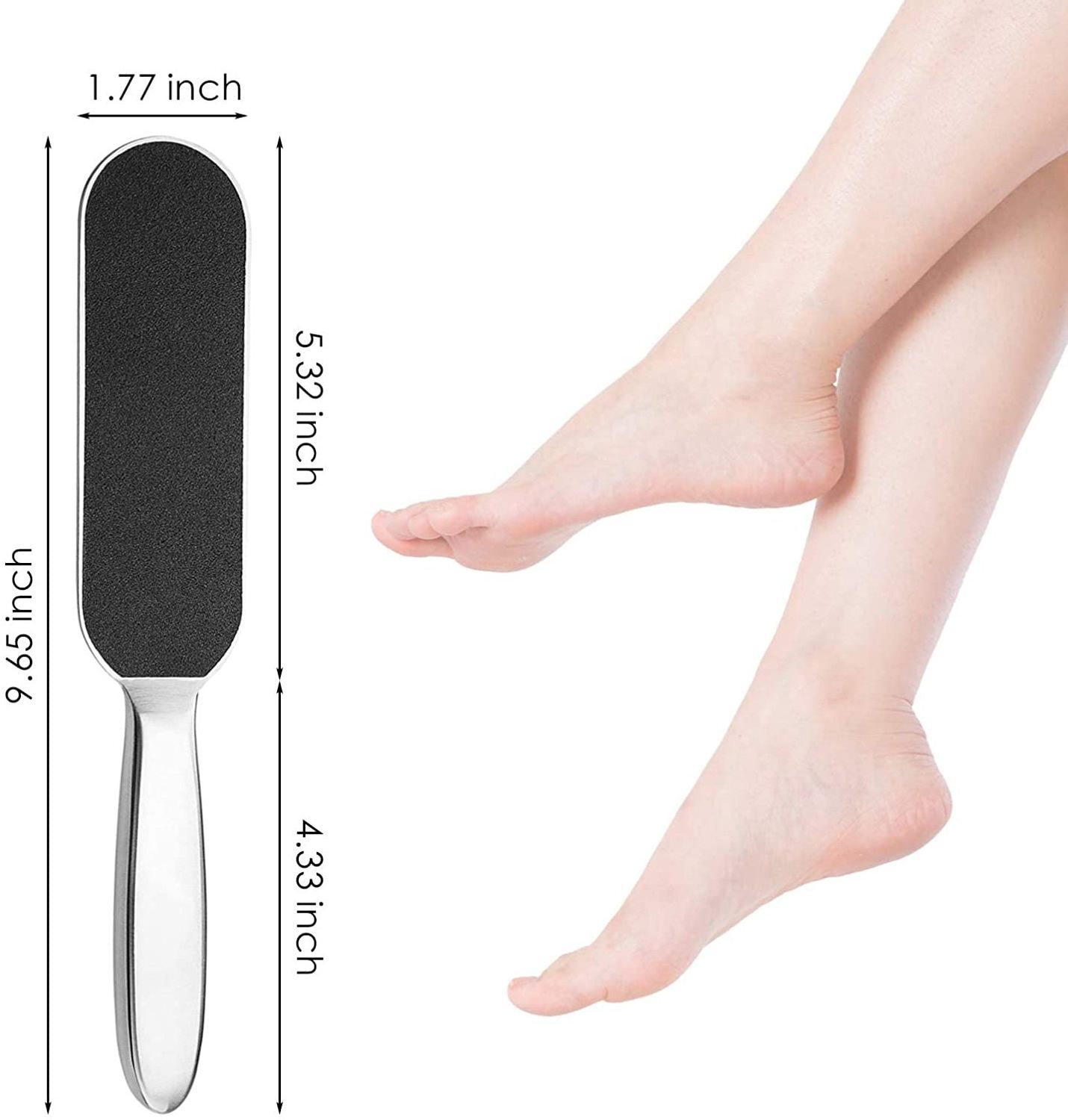 Professional Dead Skin Remover Stainless Steel Pedicure Foot File Scrubber with Replacement Pads