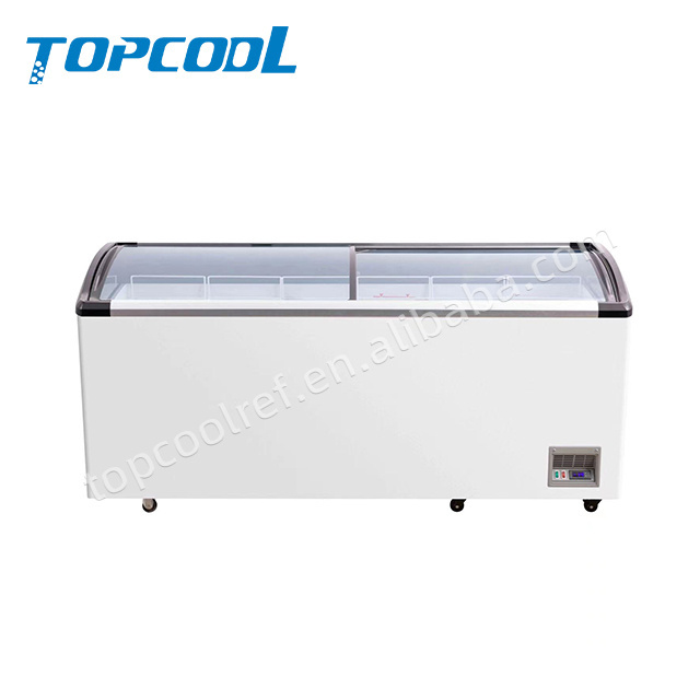 curved glass door chest freezer for ice cream