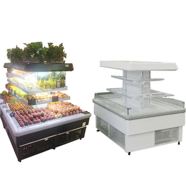 Topcool Commercial upright open round fridge for fruit vegetables multideck chiller supermarket refrigerator open display cooler