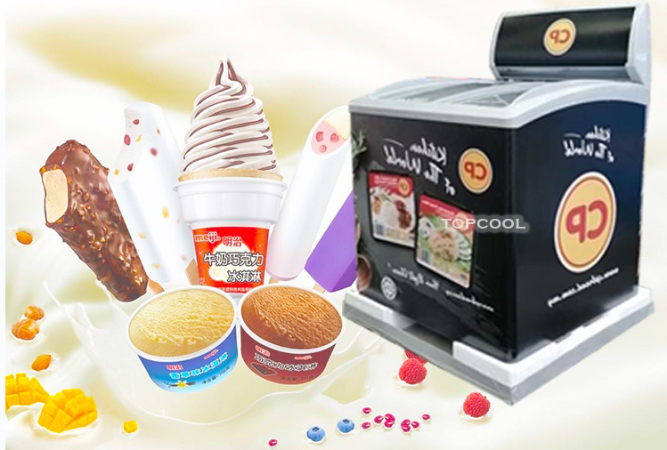 mini glass door ice cream display freezer/ small capacity Grocery store commercial chest showcase