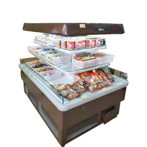 Topcool Commercial upright open round fridge for fruit vegetables multideck chiller supermarket refrigerator open display cooler