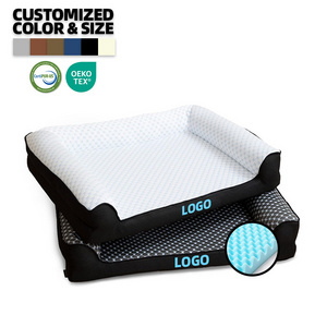 Wholesale Customized Waterproof Washable Memory Foam Cooling Gel Fabric Deep Sleep Orthopedic Cooling Pet Dog Bed