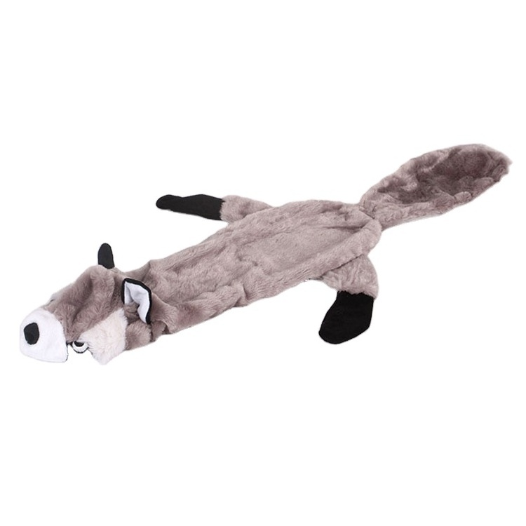 Wholesale Animal Shapes Dog Squeaky No Stuffing Wolf Animal Stuffless Plush Dog Toy