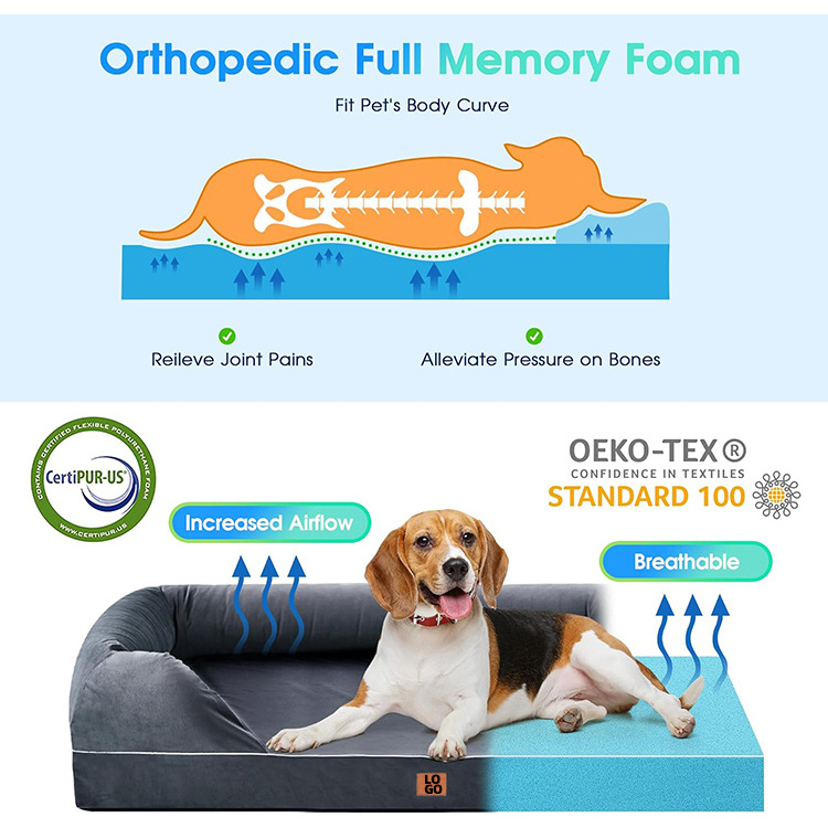 Factory Wholesale Custom Orthopedic Dog Bed Memory Foam Comfort Cozy Calming Pet Beds for Dog and Cat