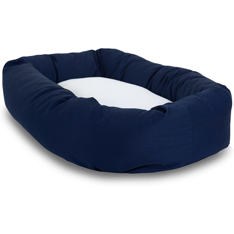 customized portable modern fluffy simple anti slip donut round dog pet sherpa bed