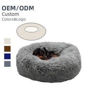 Anti Anxiety Comfy Calming Pet Bed Luxury Cozy Large Fluffy dog crate bed Washable Custom Round Wholesale Dog Bed