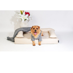 2023 New Style Eco Friendly Custom Designer Orthopedic Memory Foam With Pillow Washable Luxury Dog Sofa Bed