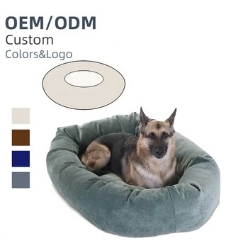 customized portable modern fluffy simple anti slip donut round dog pet sherpa bed