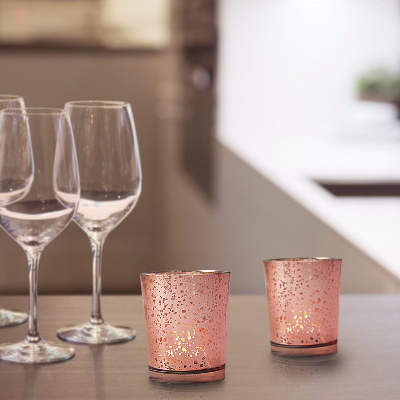 3.5oz 100ml Empty Glass Candles Jars Rose Pink Gold Glass Candle Holder for Votive Candle or Tea Light Set of 12