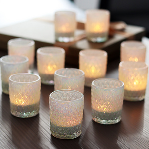 Custom 12pcs Empty Candle Jar Tea Light Candle Holder Bulk Decorative Embossed Tea Lights Holder For Wedding