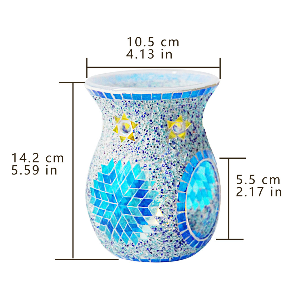 ARTINHOME New Design Custom Luxury Blue Glass Aroma Wax Warmer Oil Burner For Home Direction And Gift