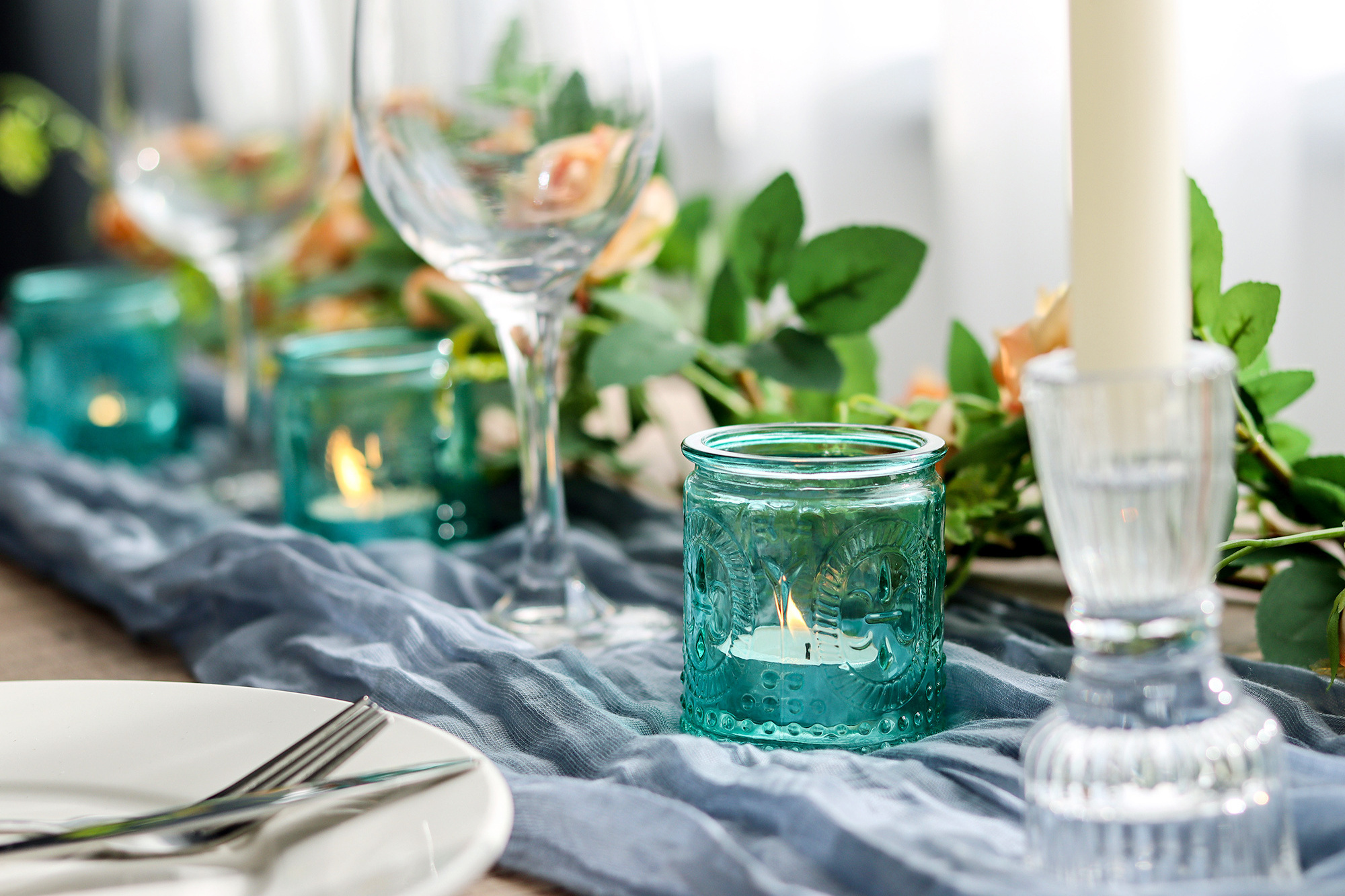 Wine glass tea light candle holder sales