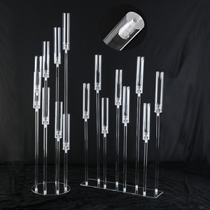 Clear Candelabras Weddings Table Centerpieces Decoration 5 Arm  8 Arm Acrylic Candelabra Pillar Candle Holder Candle Stand