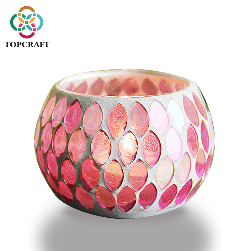 Diwali Decor Hot Sale Handcrafted Mosaic Tea light Candle Glass Candle Holder  For Bars Wedding Home Decoration