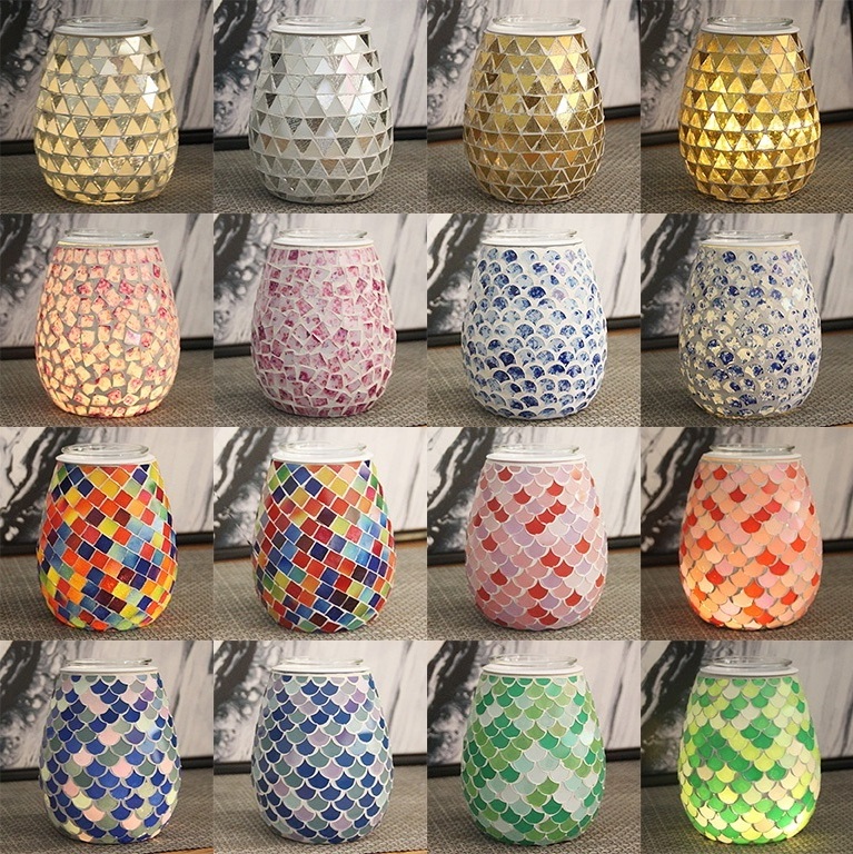 Factory Outlet Unique Electric Mosaic Glass Candle Wax Melter Scented Oil Burner for Home Fragrance