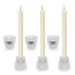 Reusable Tea Light Candle Holder Sets Glass Taper Candle Holder Nordic Clear Wedding Candle Stick Holder