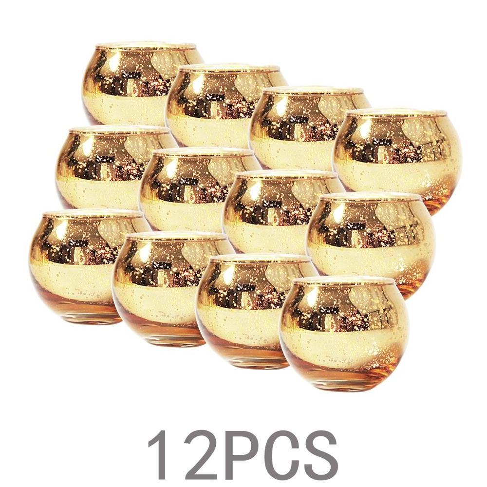 Glass gold Votive Candle Holders Set of 12 for wedding decoration centerpieces