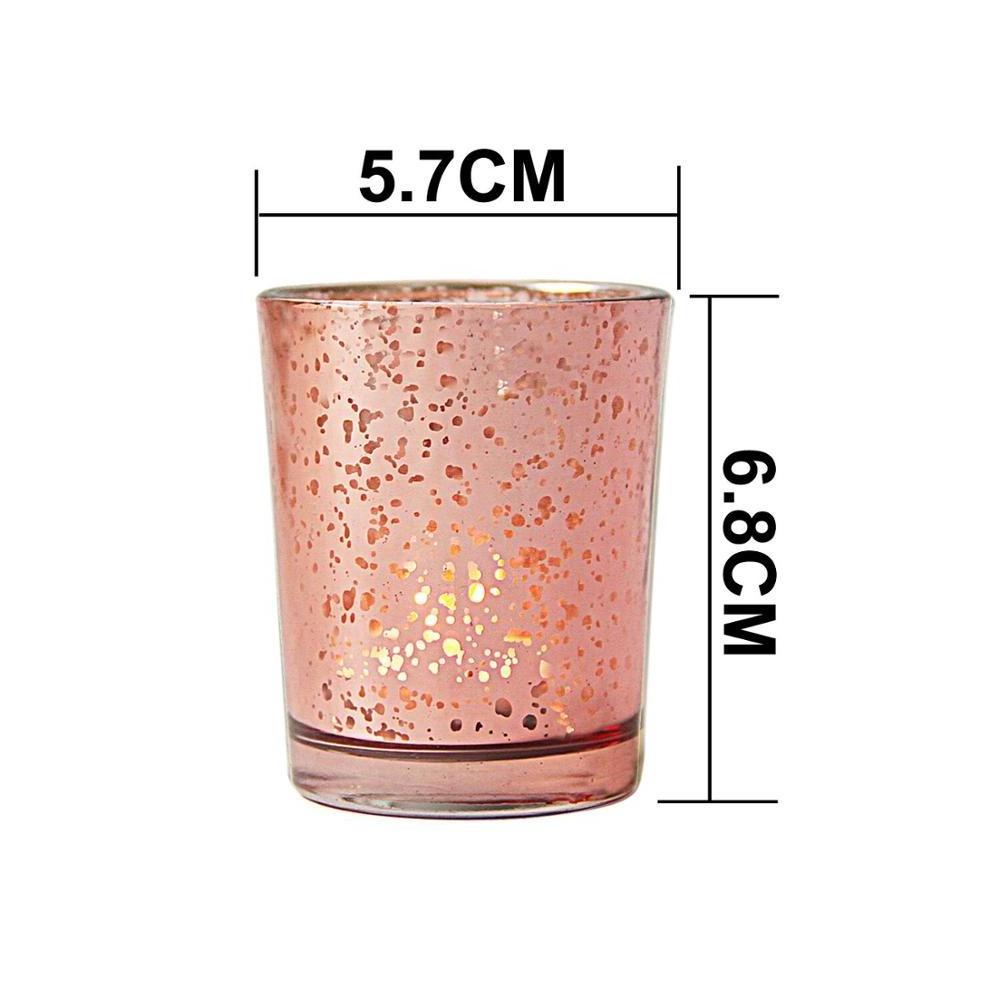 Rose Gold Votive Candle Holders Set of 12 Mercury Glass Tealight Candle Holders Bulk with Speckled for Wedding Centerpieces