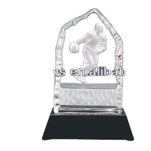 NEW DESIGN 3 D LASER  BASKETBALL CRYSTAL TROPHY