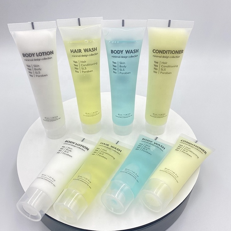 Simple  Label-free Ready-to-ship Disposable Hotel Amenity Set Eco Friendly Disposable shampoo conditioner body wash