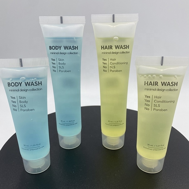 Simple  Label-free Ready-to-ship Disposable Hotel Amenity Set Eco Friendly Disposable shampoo conditioner body wash