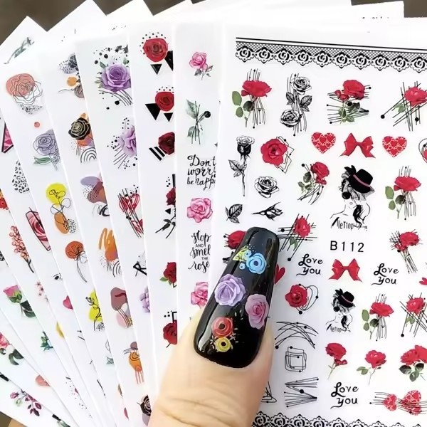 Factory direct sales excellent quality cable label nail sticker daisy flower sticker