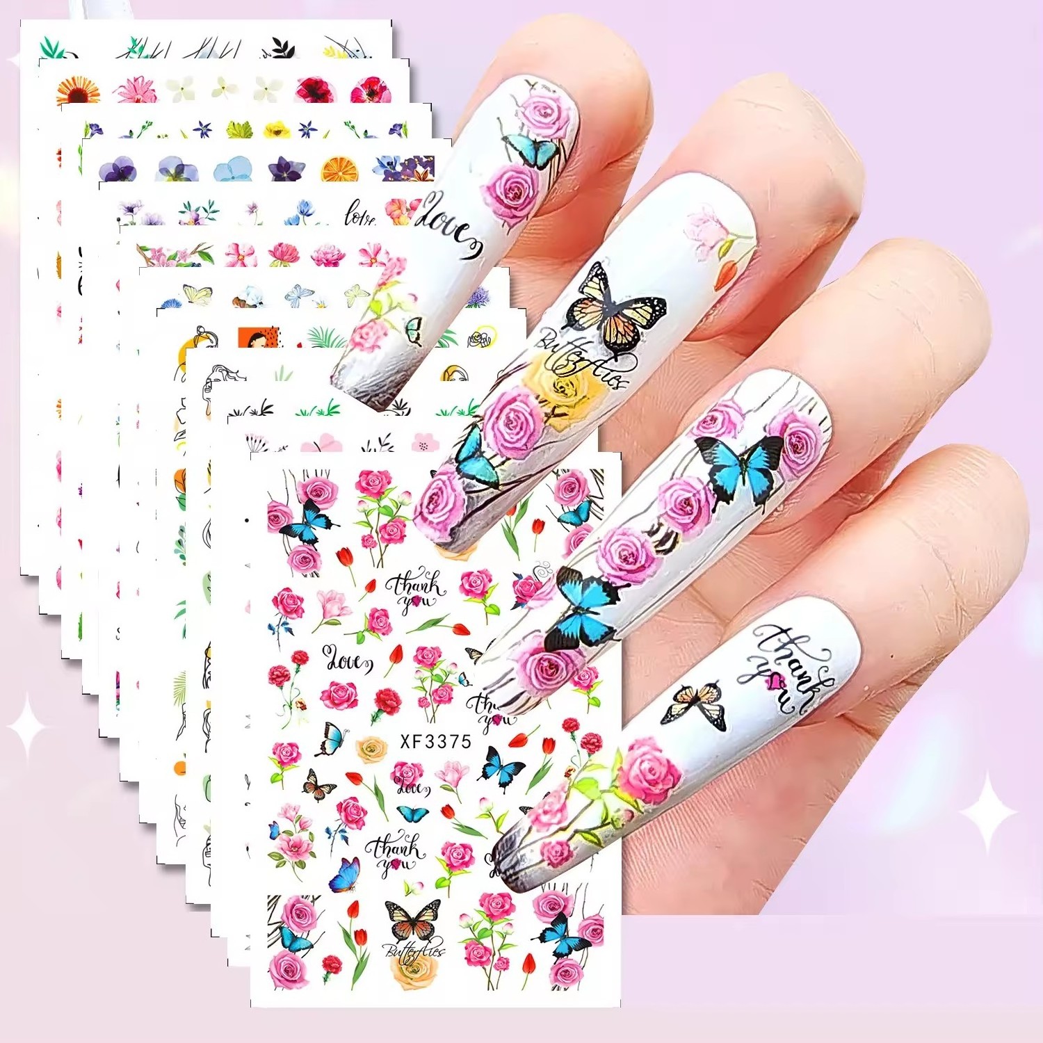 Factory direct sales excellent quality cable label nail sticker daisy flower sticker