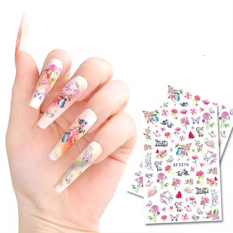 Factory direct sales excellent quality cable label nail sticker daisy flower sticker