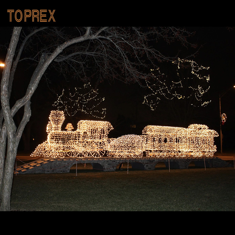 Toprex Customizable Decorative Giant 3D LED Large Train Motif Christmas Motifs Lights Outdoor For Landscape Lighting Show