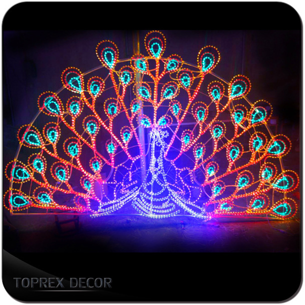 Christmas Decorations RGB Blue White Warm White Emitting Led peacock design lightings3D Motif Light With Color Changing Ip65