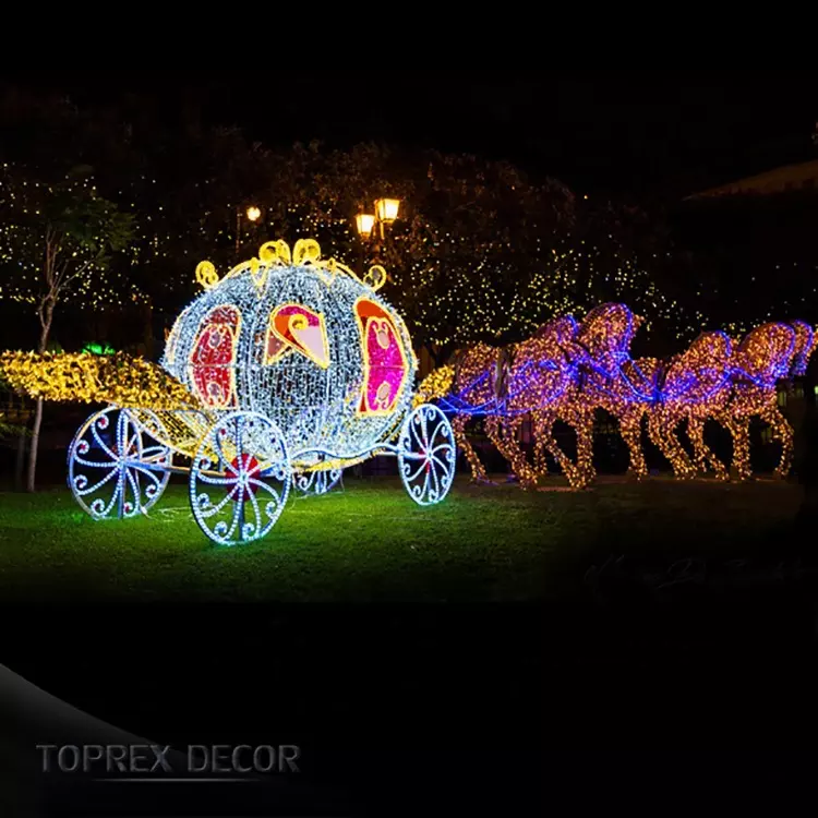 Life-Size RGB LED Decorative 3D Christmas Pumpkin Horse-Drawn Carriage Outdoor Halloween Motif Light with IP65 Rating