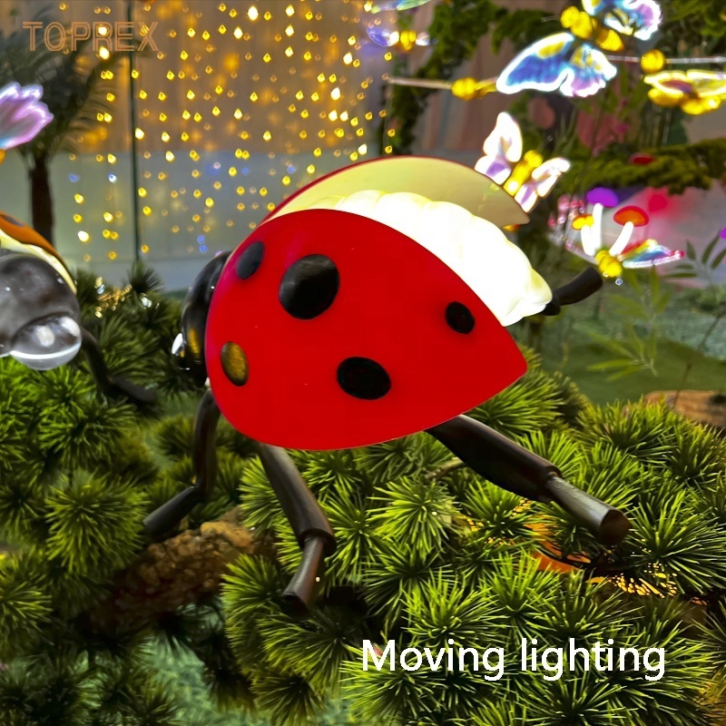 Toprex Simulated dynamic Christmas lifelike insect ladybug Motif Light Decoration Outdoor Garden Park Light for holiday