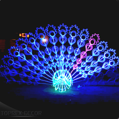 Outdoor Christmas LED Lights Peacock and Animal Shaped Decorative Items RGB Pink Emitting Diya Peacock Lights for Decoration