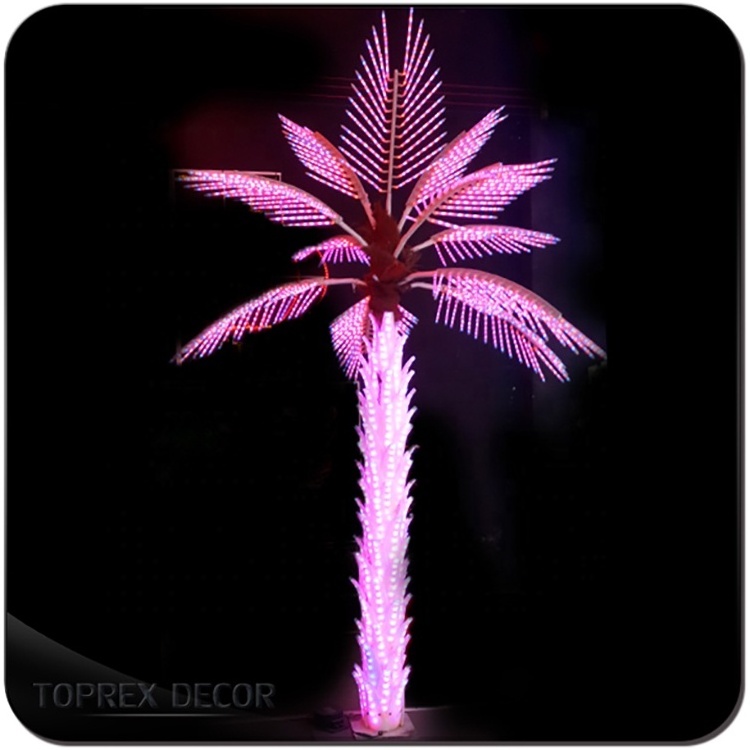 Outdoor decorative plastic palm tree And Metal Lamp Led Lights On A Palm Tree