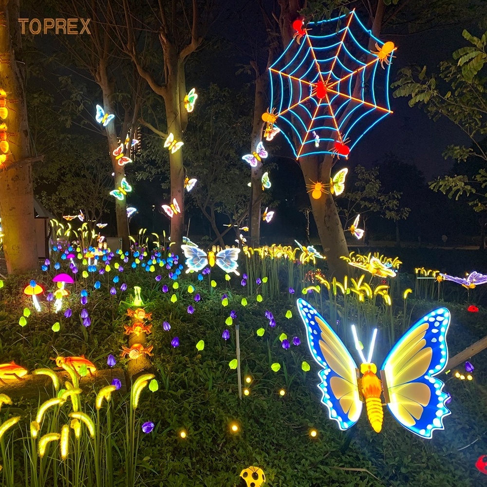 Toprex Simulated dynamic Christmas lifelike insect ladybug Motif Light Decoration Outdoor Garden Park Light for holiday