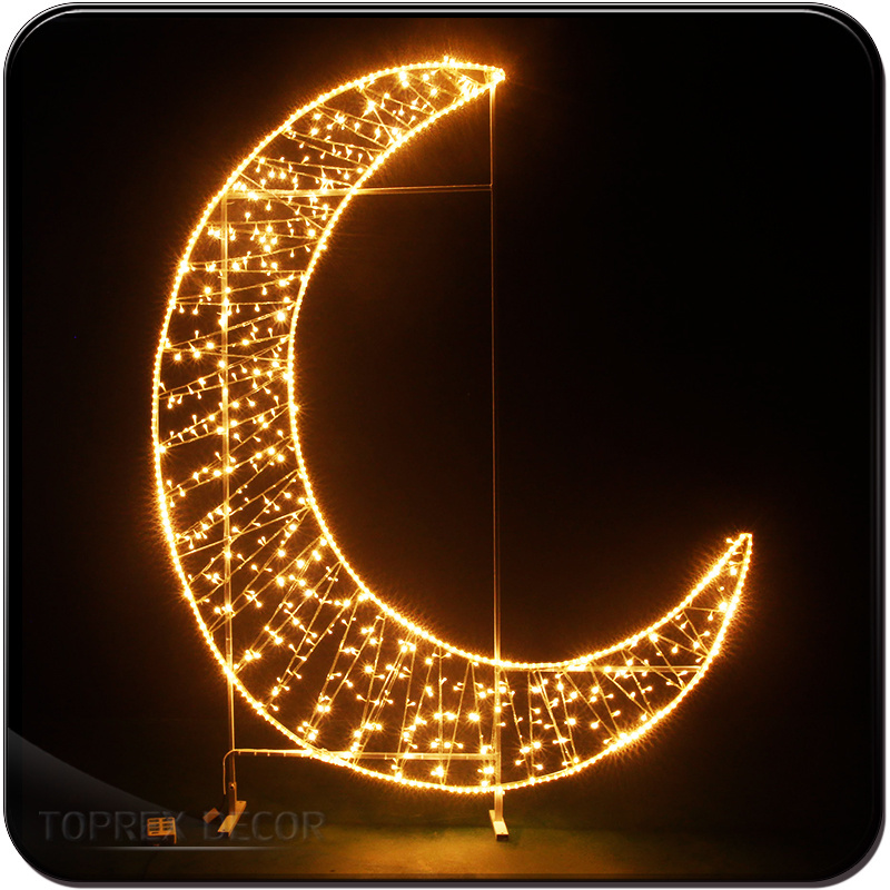 Crescent Outdoor Ramadan Lights Moon Lights Muslim Eid Mubarak Ramadan Star And Moon With Led Light For Ramadan Decoration