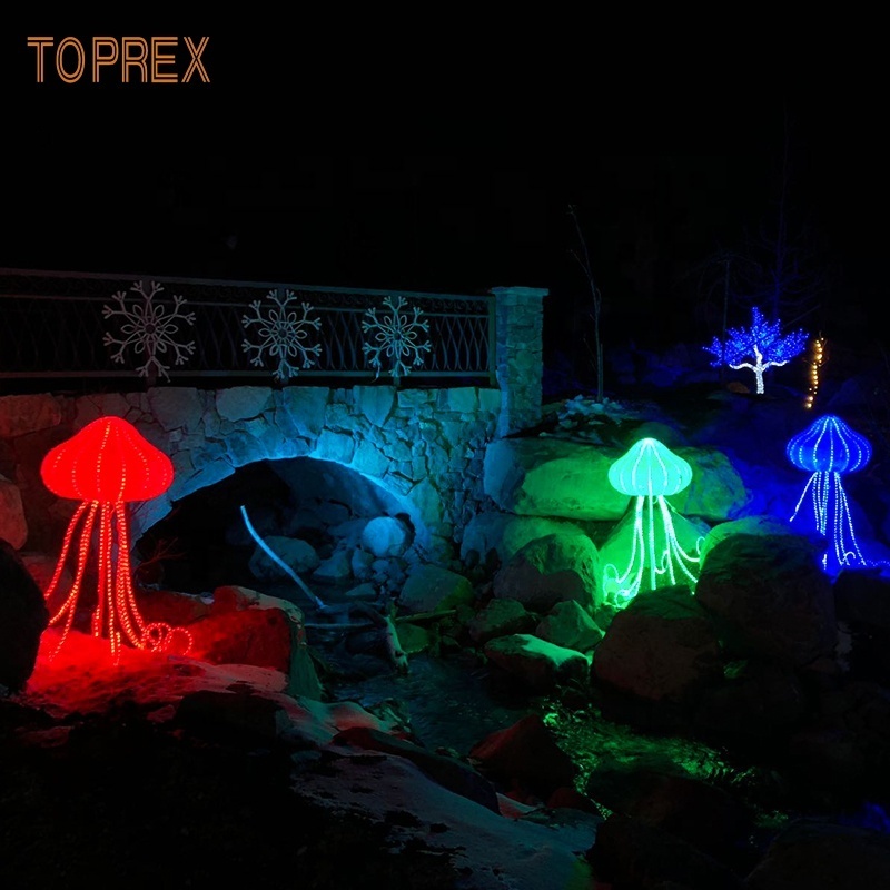 Tailored Lighting Giant 3D Marine Animal Lantern Jellyfish Garden Motif Lights Decorations  For Outdoor Christmas Lights