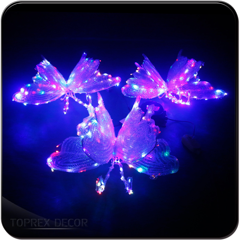 Garden wall decoration 3d led artificial flying butterfly