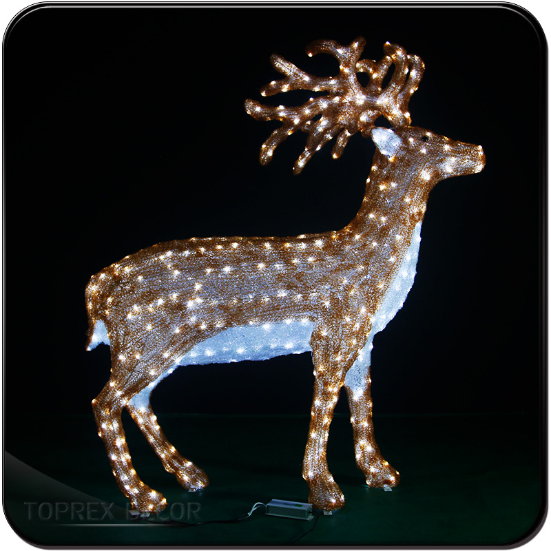 Toprex Decor 3D life size acrylic xmas led reindeer decoration