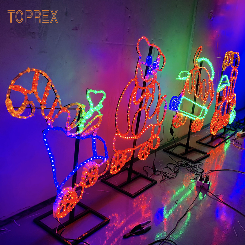 Custom Outdoor 2D Motif Villa LED Decorative Rope Lighting Waterproof IP65 Copper PVC Material for Holiday Christmas Train Decor