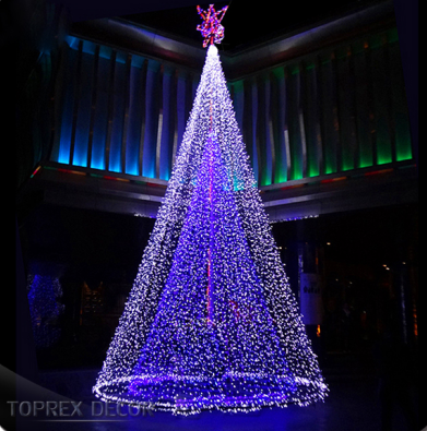 Outdoor Large Winter Commercial Tall Flagpole 3d Christmas Tree Pole Outdoor 7M Lights For Street Plaza Decoration